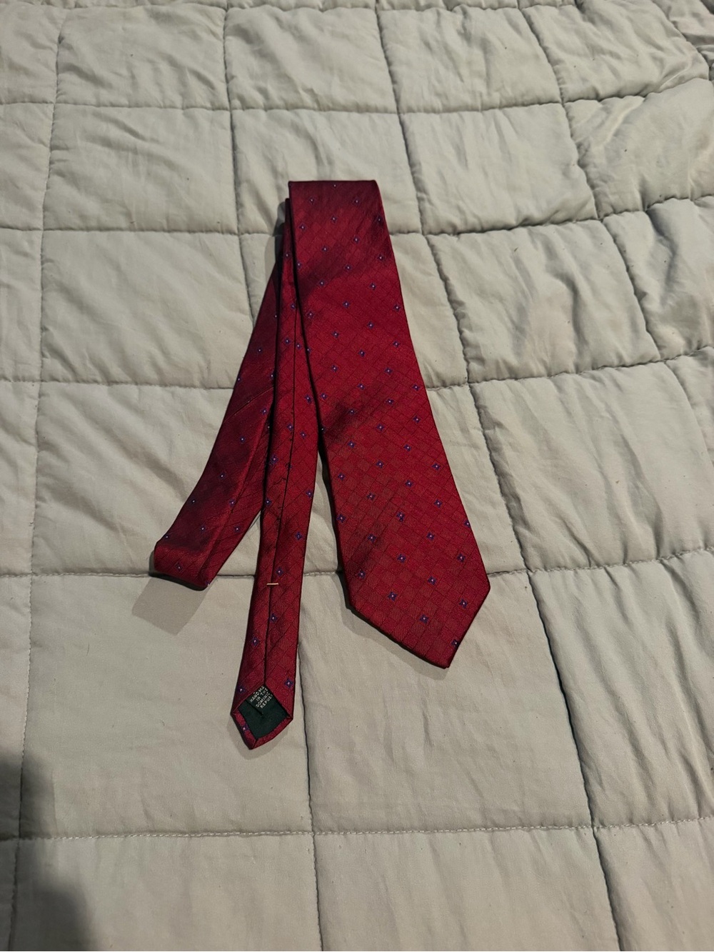 John Ashford Red Tie with Blue Microdots
